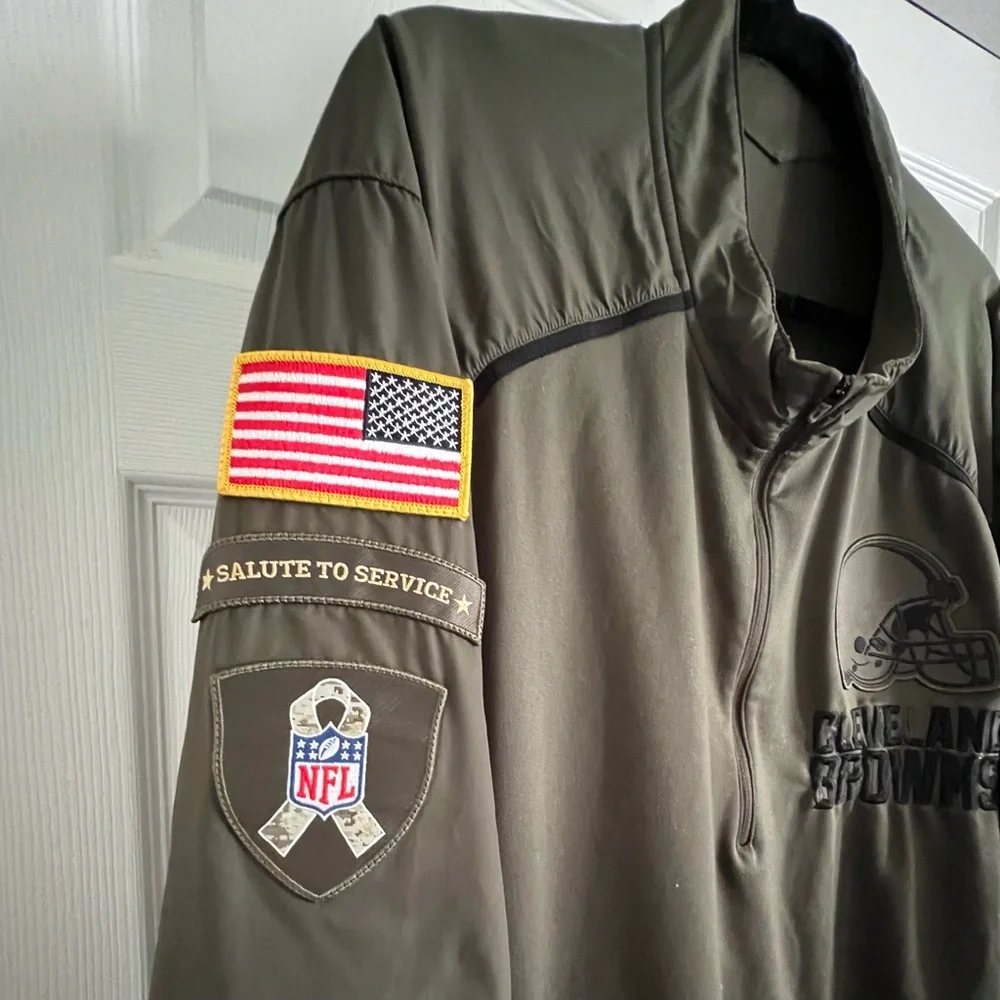 Nike Sz 2XL Salut to Service NFL SnapBack Jacket Brown Men’s 1/4 Xipper